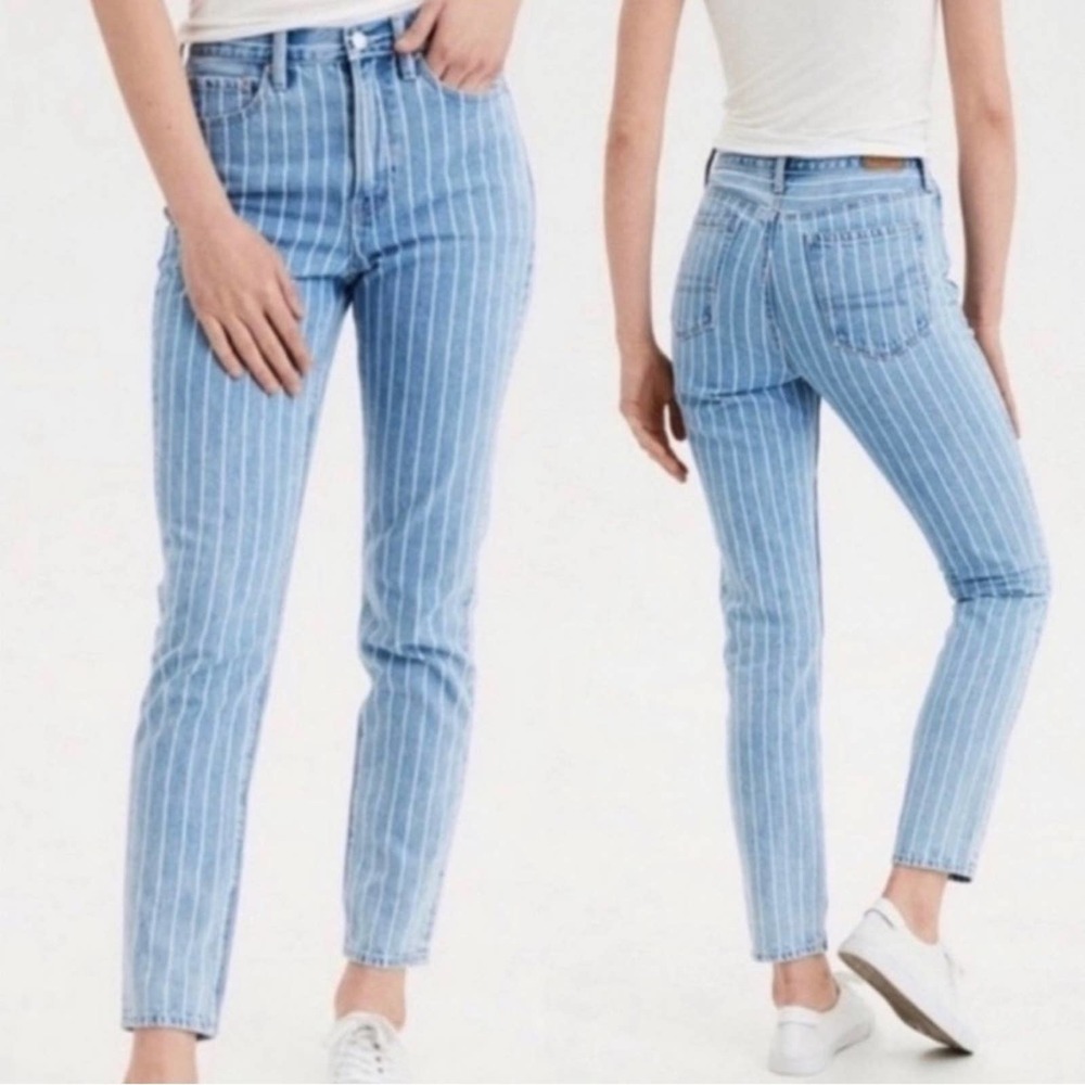 American Eagle Outfitters AEO Pinstripe Mom Jeans